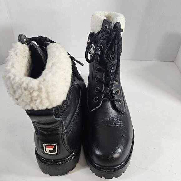 Fila Women's Disruptor Moto Biker Boots Black Leather Combat Style Size 9.5 - Picture 5 of 7